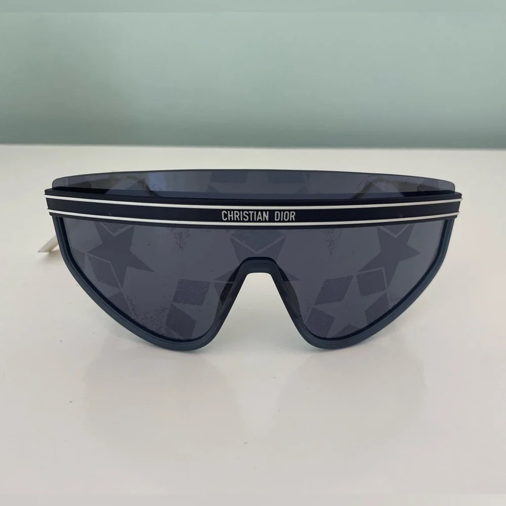 Christian Dior M2U Mask Sunglasses Shield Full Rim Blue Silver DIORCLUB M2U31B7